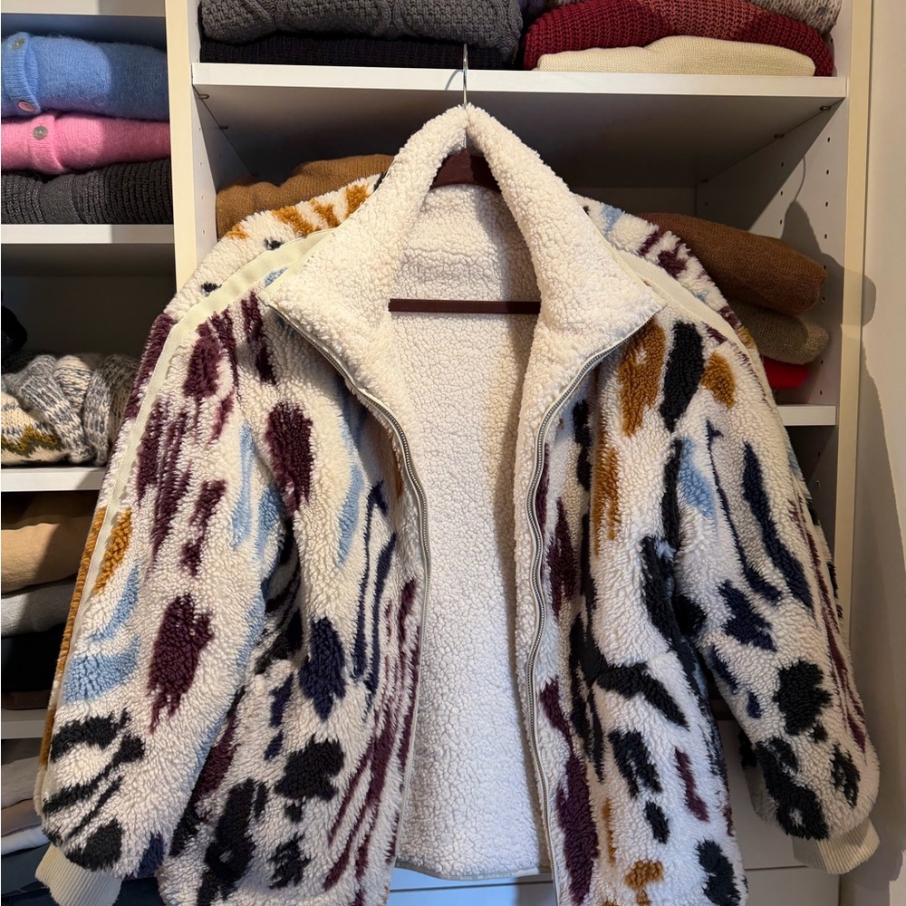 ba&sh Cream and Multicolor Teddy Jacket